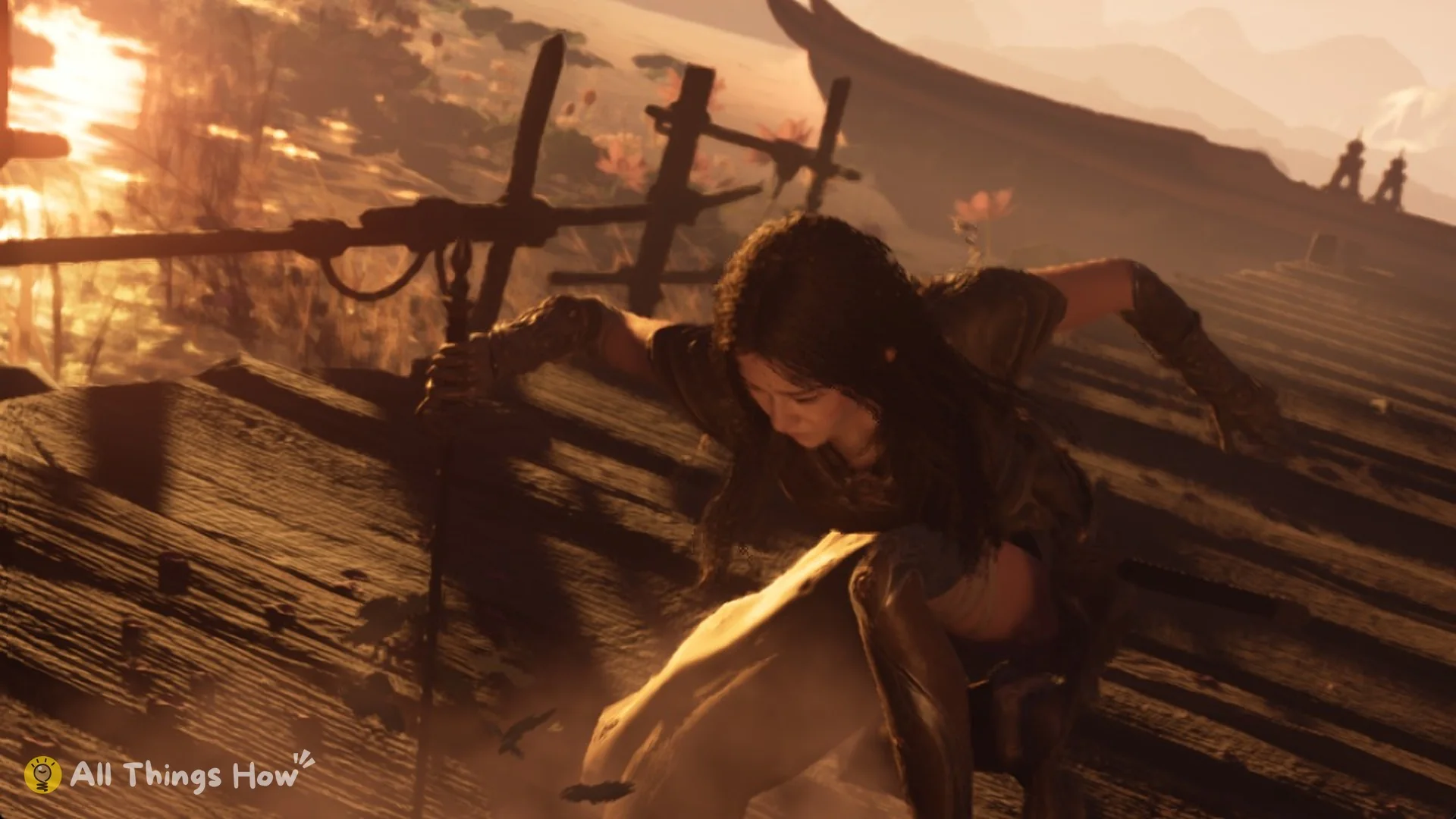 Mu Xiaokui down beside a burning boat after the Iron Jade Strike, Phantom Blade Zero