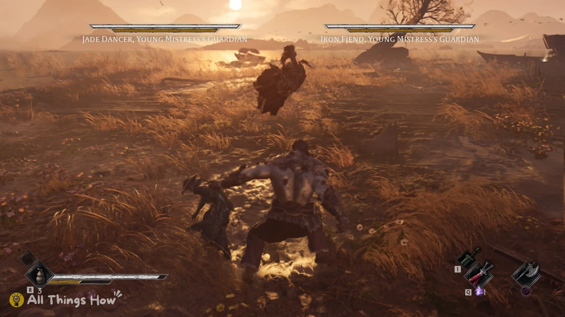 Jade Dancer and Iron Fiend, Young Mistress's Guardian, with two health bars, Phantom Blade Zero
