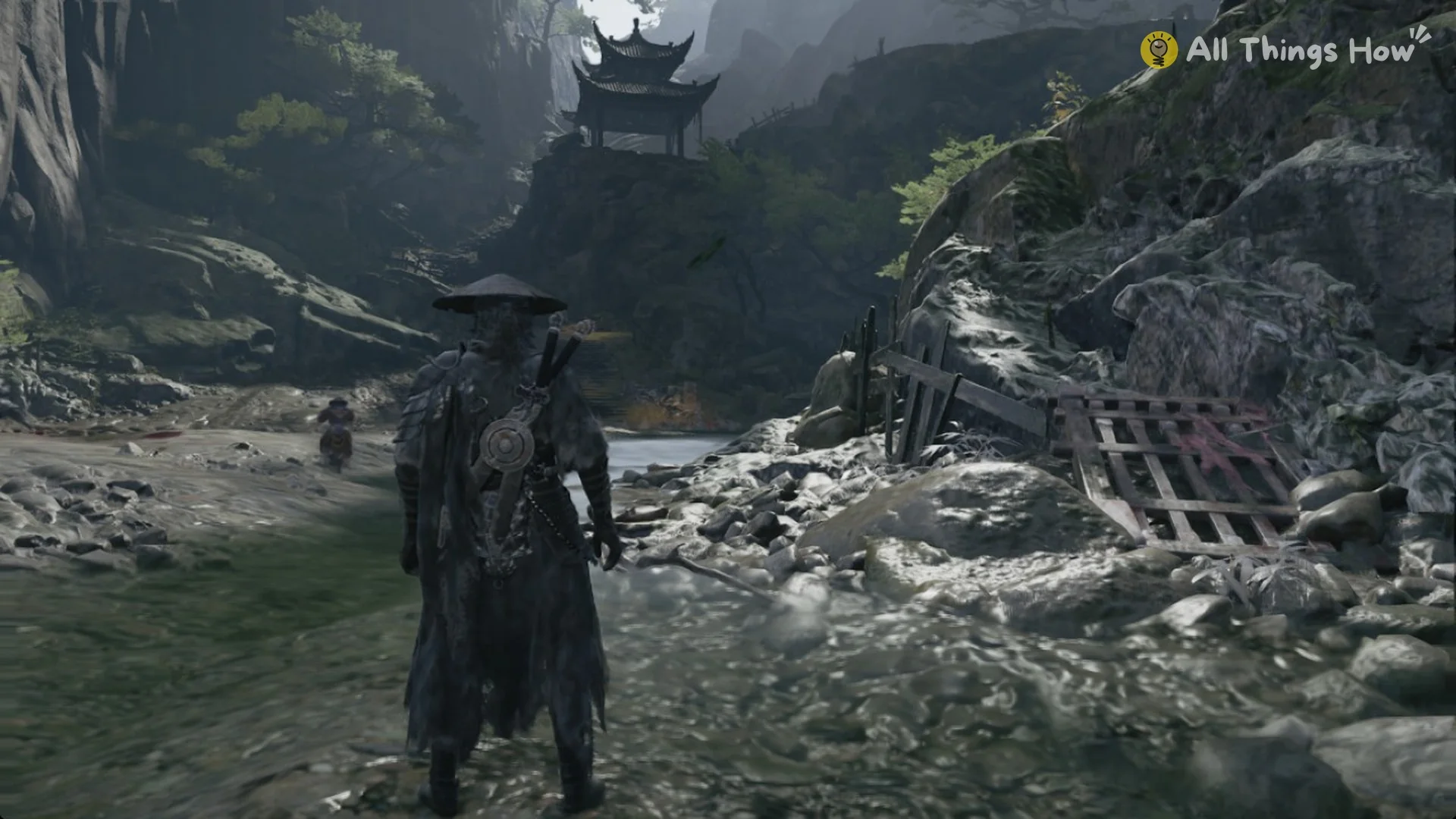 The stony riverbed below Rustblade Pavilion in Weeping Creek Valley in Phantom Blade Zero
