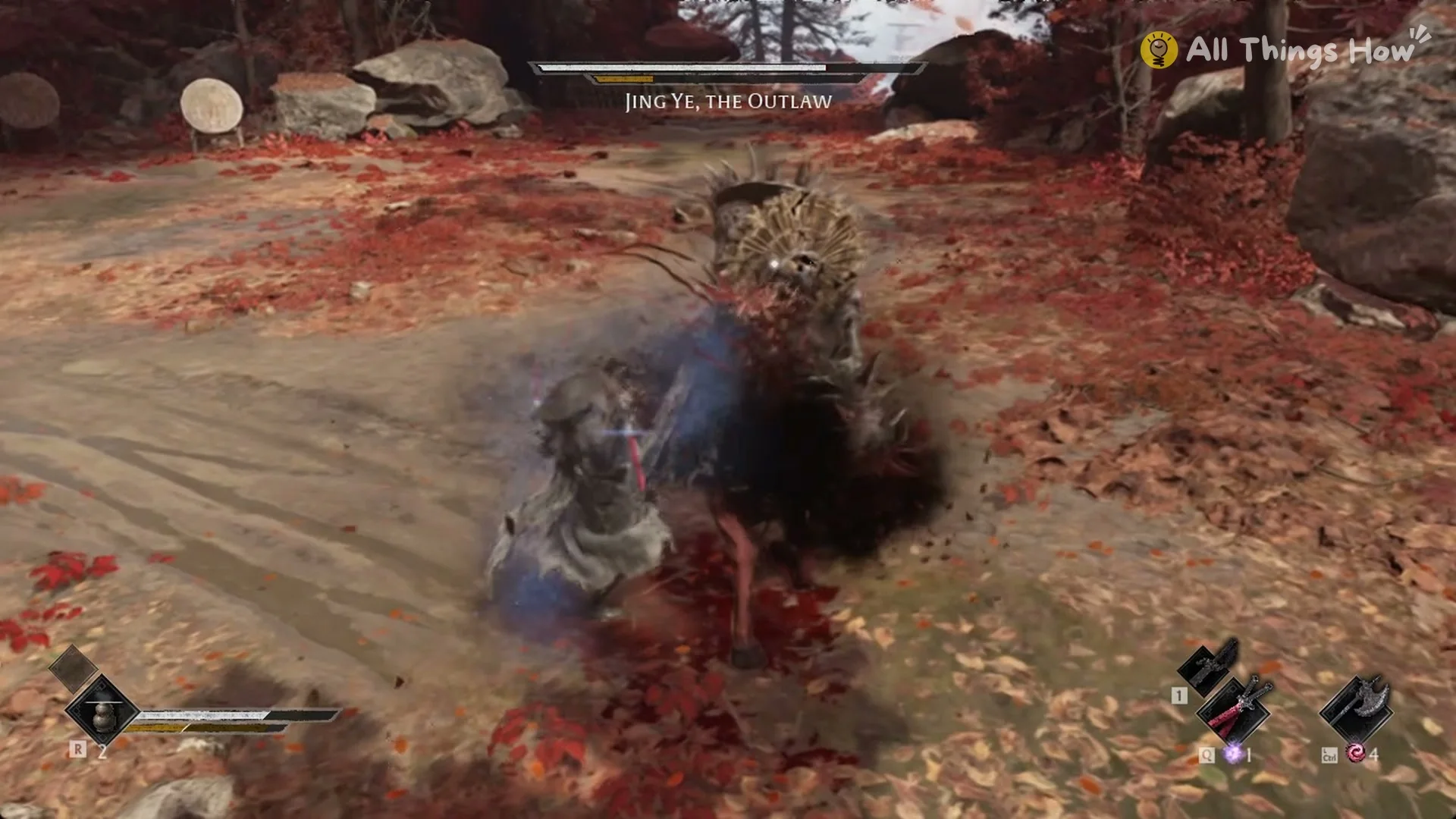 Jing Ye on his rearing horse attacking Soul at close range, Phantom Blade Zero