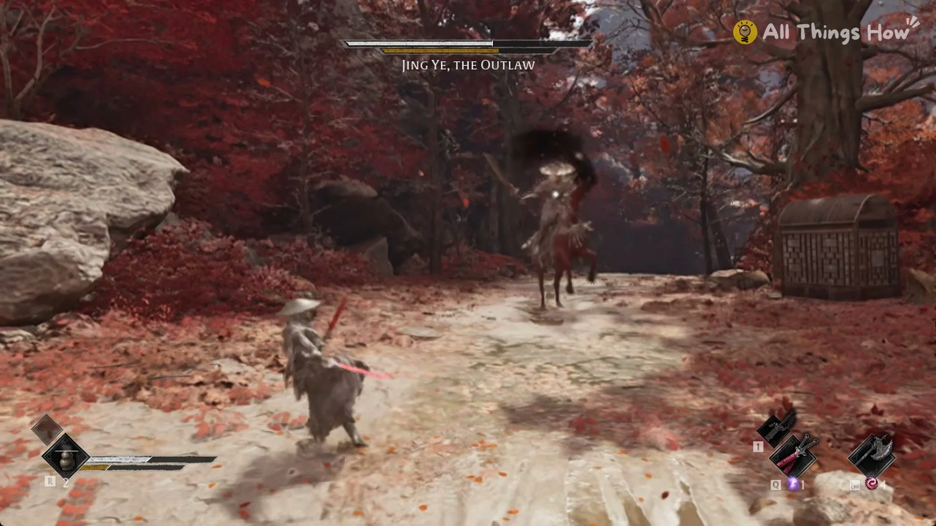 Jing Ye, the Outlaw on horseback at range before a charge, Phantom Blade Zero