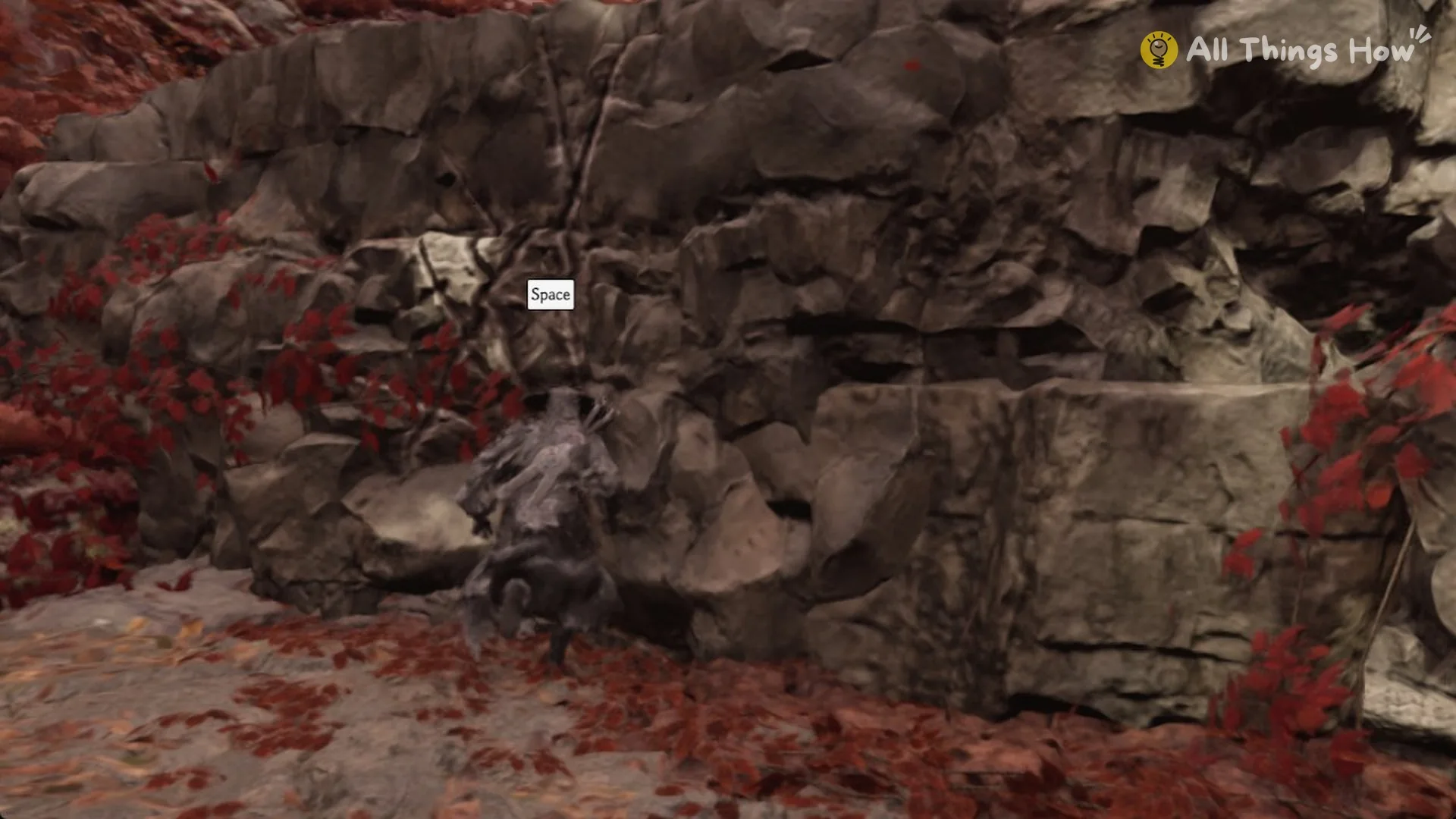 Second Space wall-run prompt on the taller rock face on the way to Jing Ye in Phantom Blade Zero
