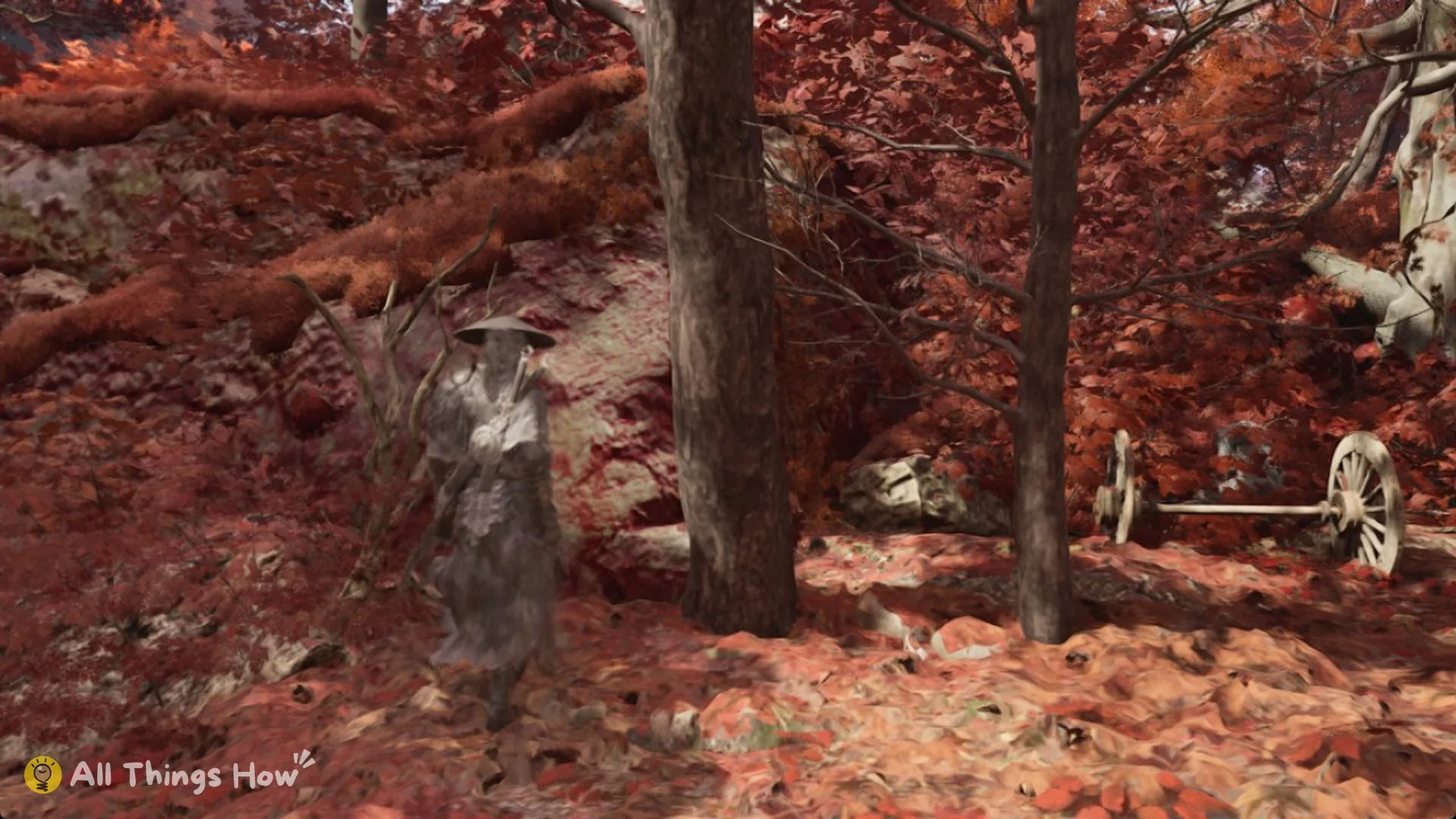 Upper level east of the Outlaw Trap bell with an abandoned cart axle in Phantom Blade Zero