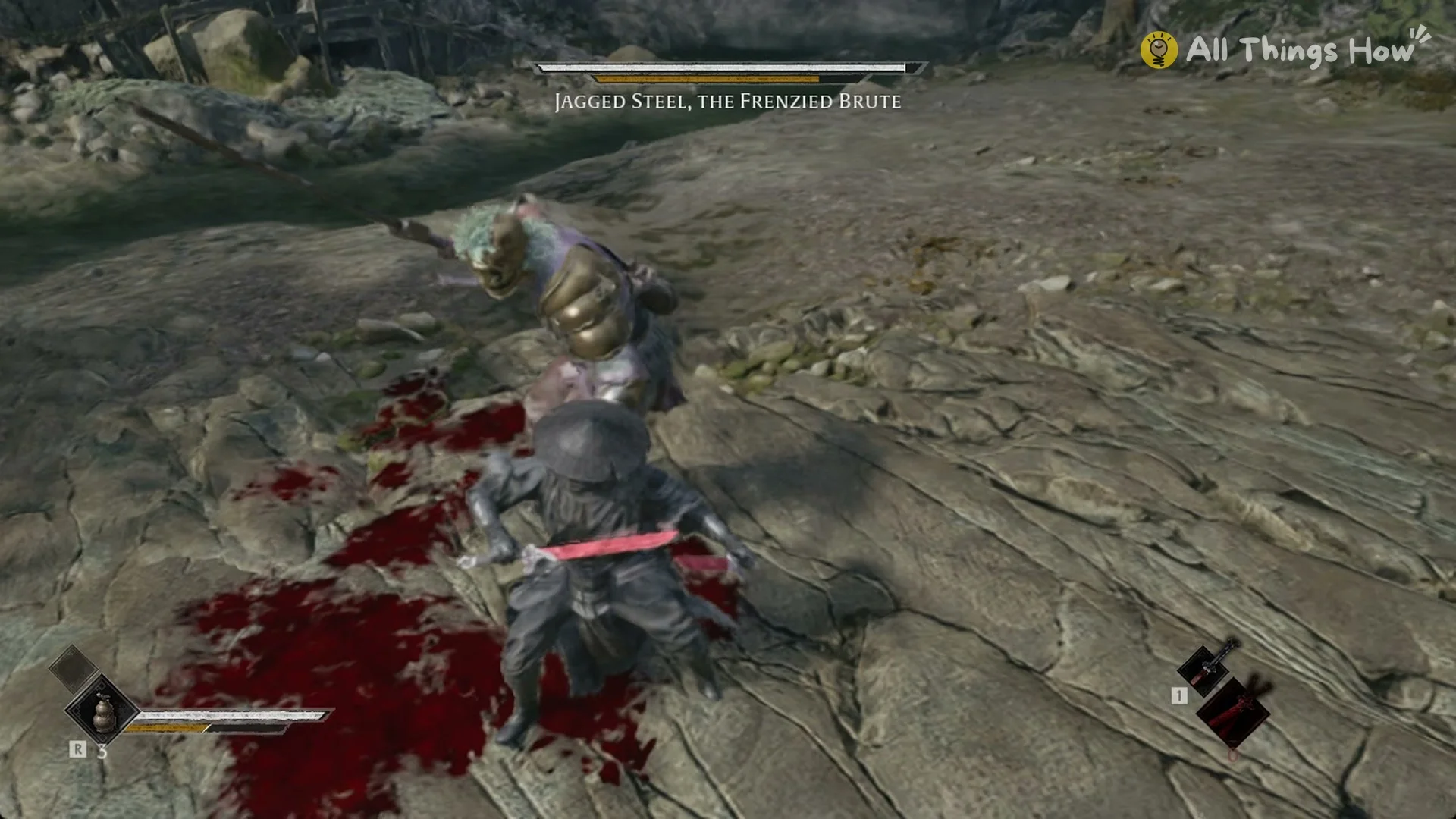 Blood pooled around Soul from bleed during the Jagged Steel fight in Phantom Blade Zero