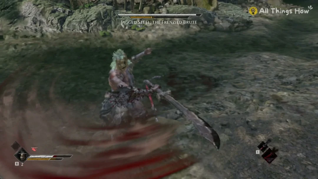 Jagged Steel, the Frenzied Brute swinging his jagged blade in Phantom Blade Zero