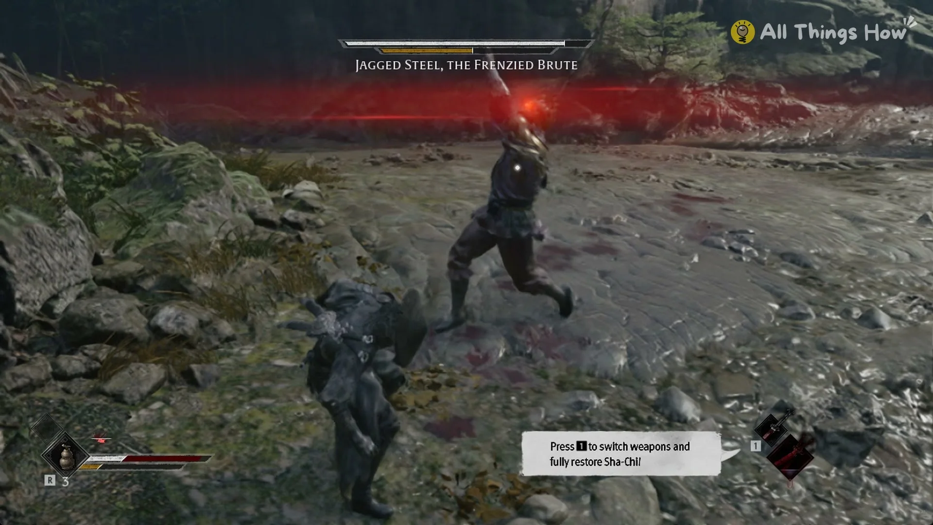 Red flash across the screen before a Jagged Steel attack in Phantom Blade Zero