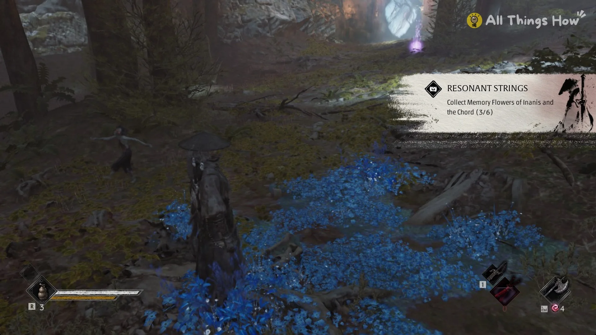 Soul at the petal VI flower bed past the lantern-tree gate with the Resonant Strings banner, Phantom Blade Zero