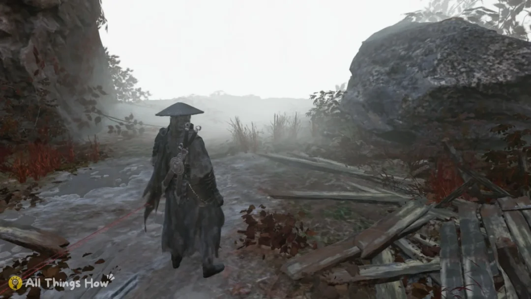 Soul on the misty ridge path in Crimson Forest near Mirrorwood Entrance, Phantom Blade Zero