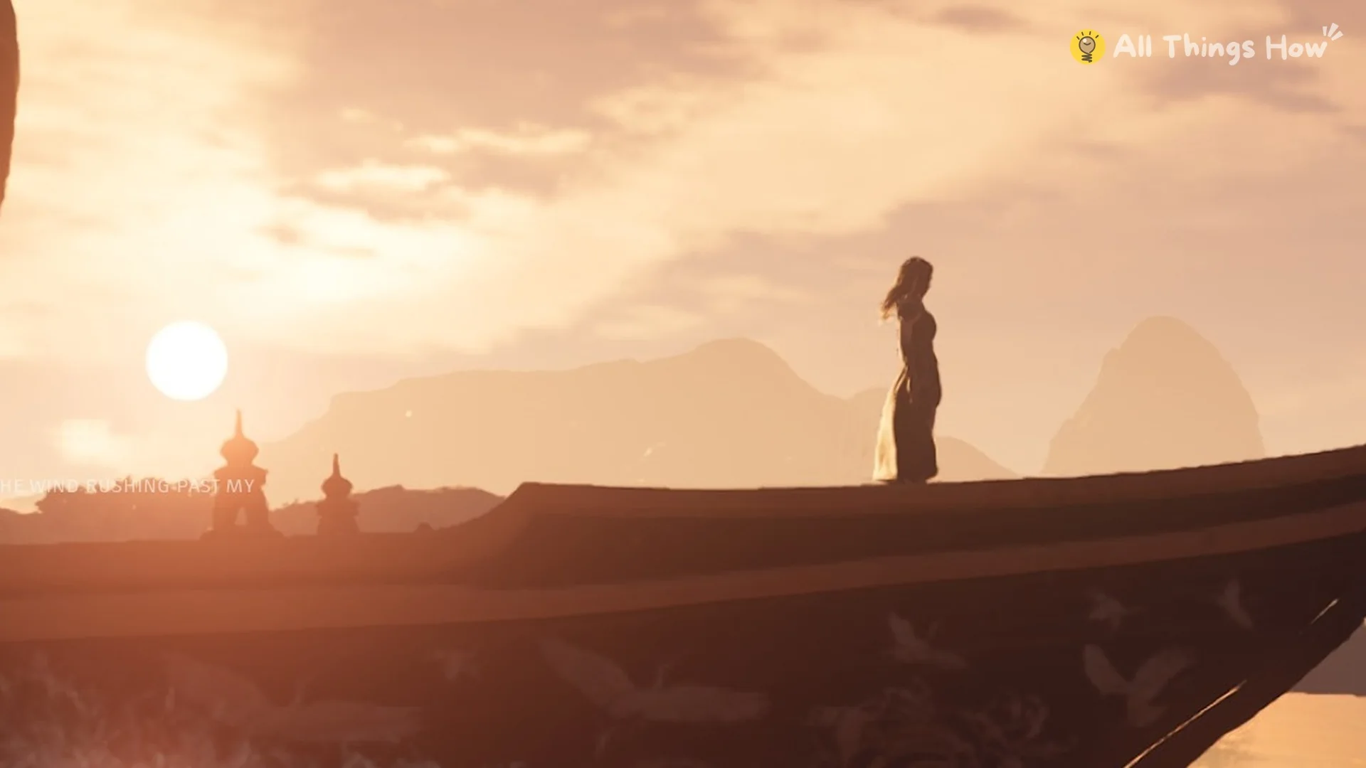 Mu Xiaokui standing on a boat sailing away at sunset, Phantom Blade Zero