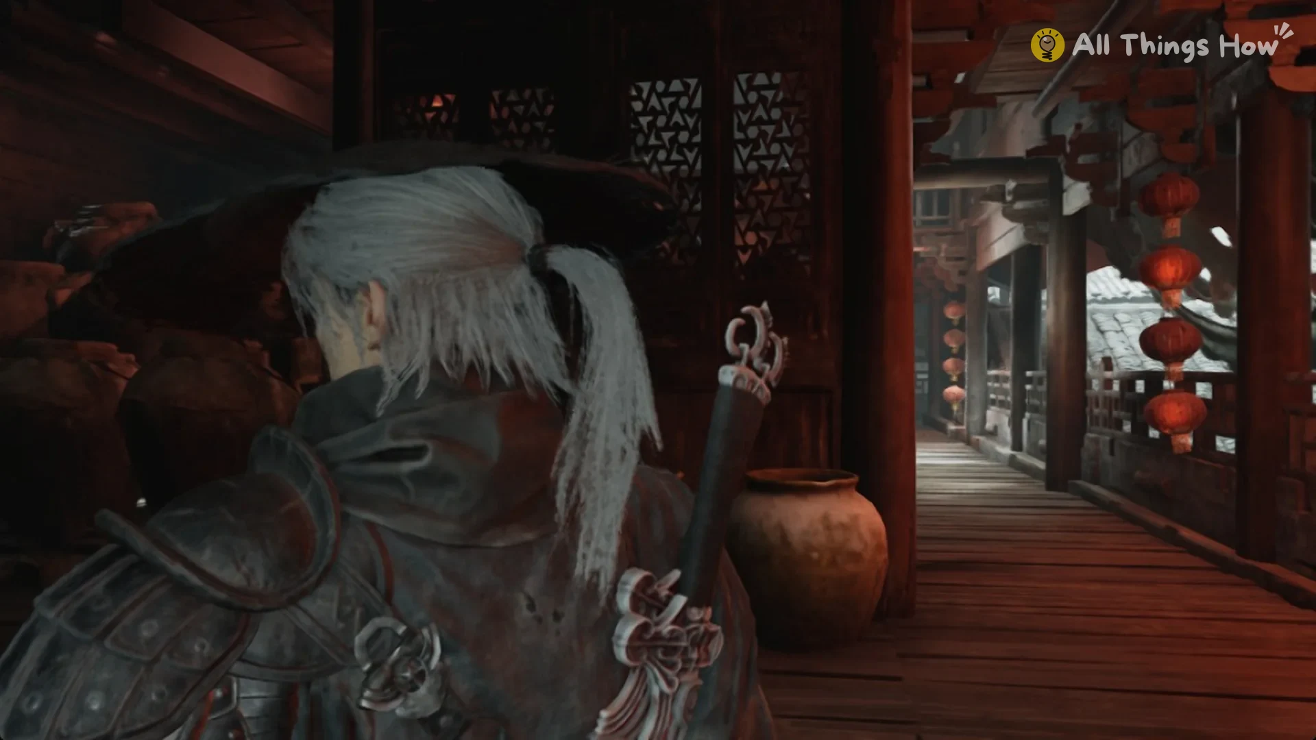 The lantern balcony outside the wine-jar warehouse, Phantom Blade Zero