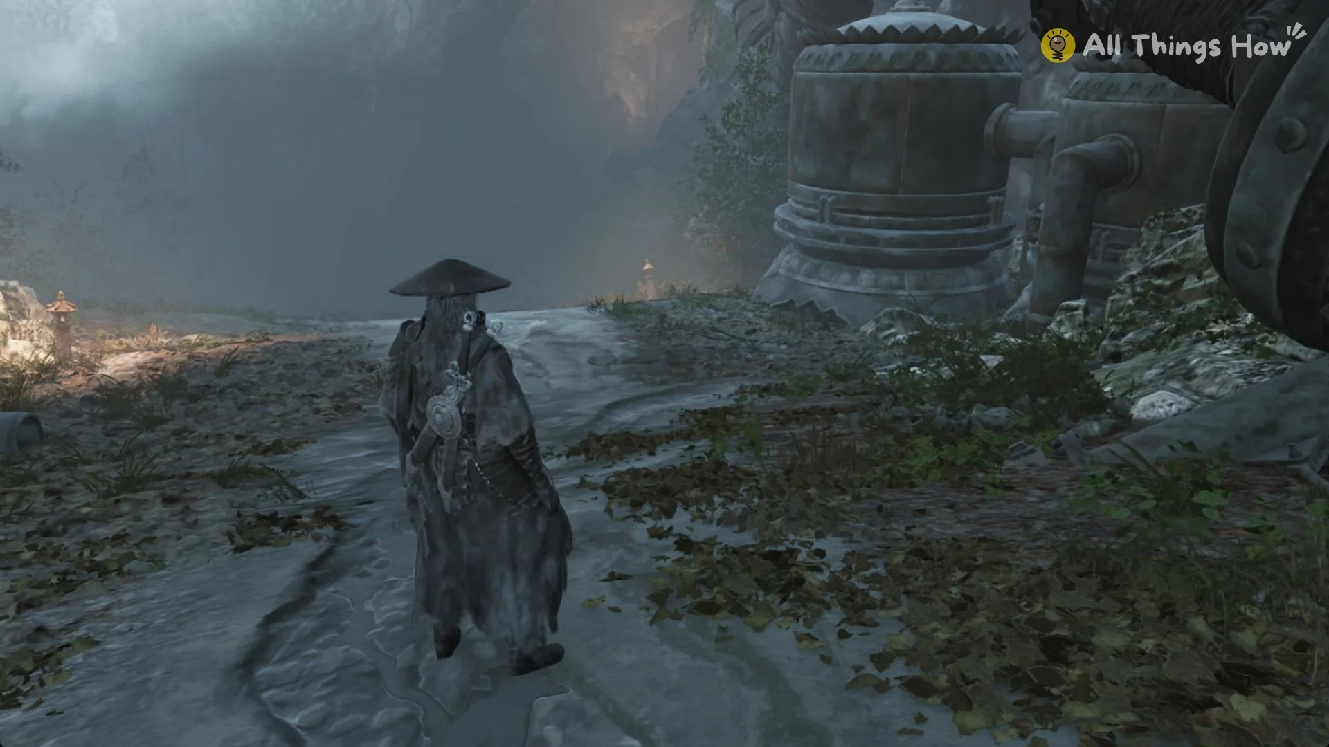 Soul on the road downhill past a giant urn beyond the Burial Grounds, Phantom Blade Zero
