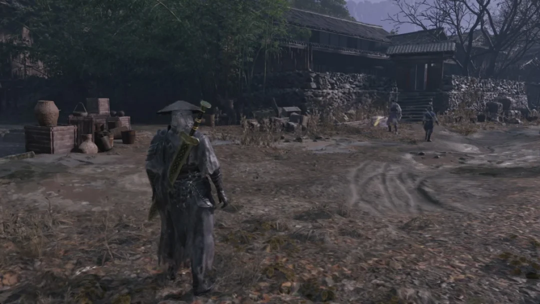 Soul standing in a backstreet yard in Pangzhen, Phantom Blade Zero