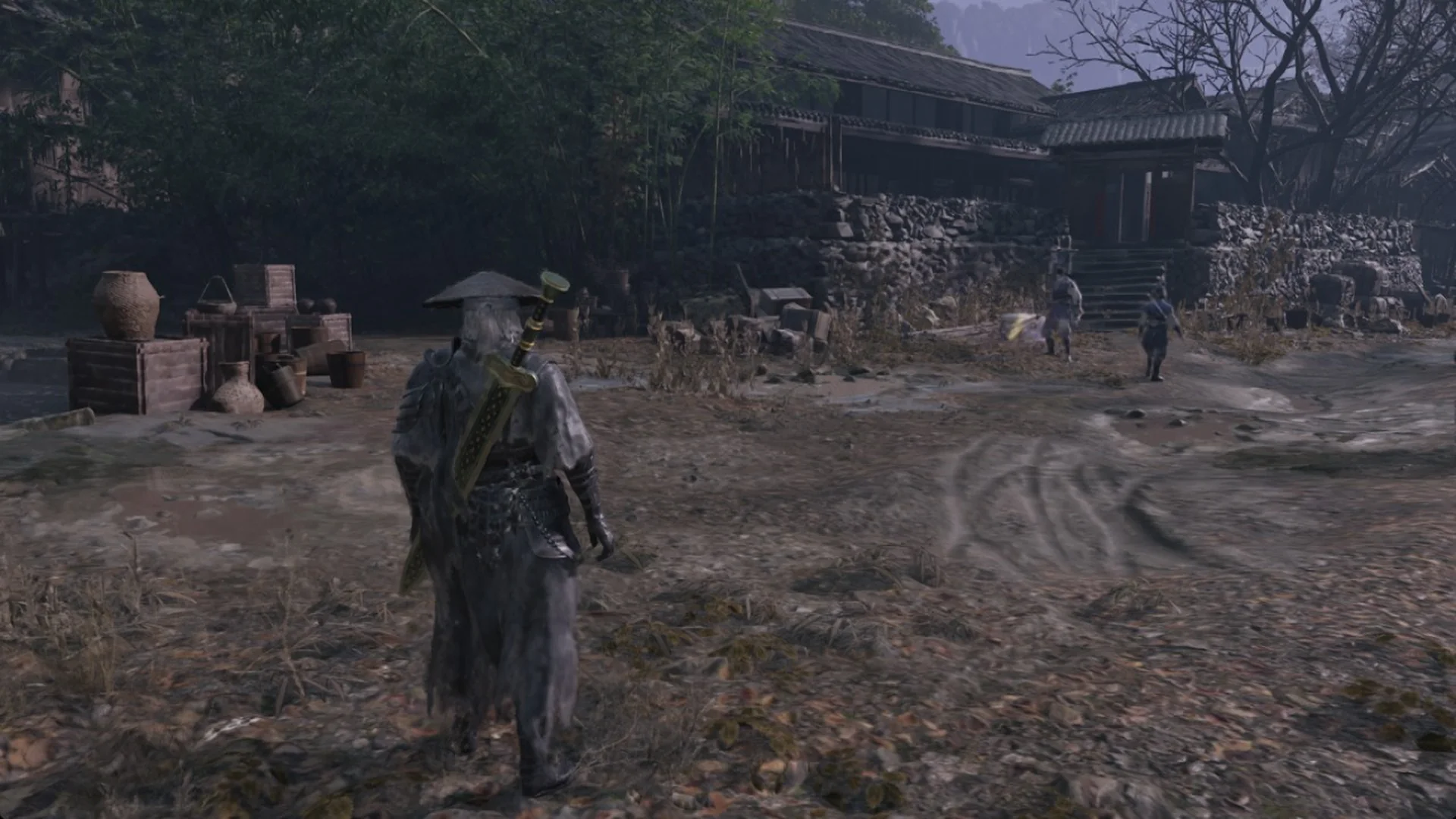 Soul standing in a backstreet yard in Pangzhen, Phantom Blade Zero