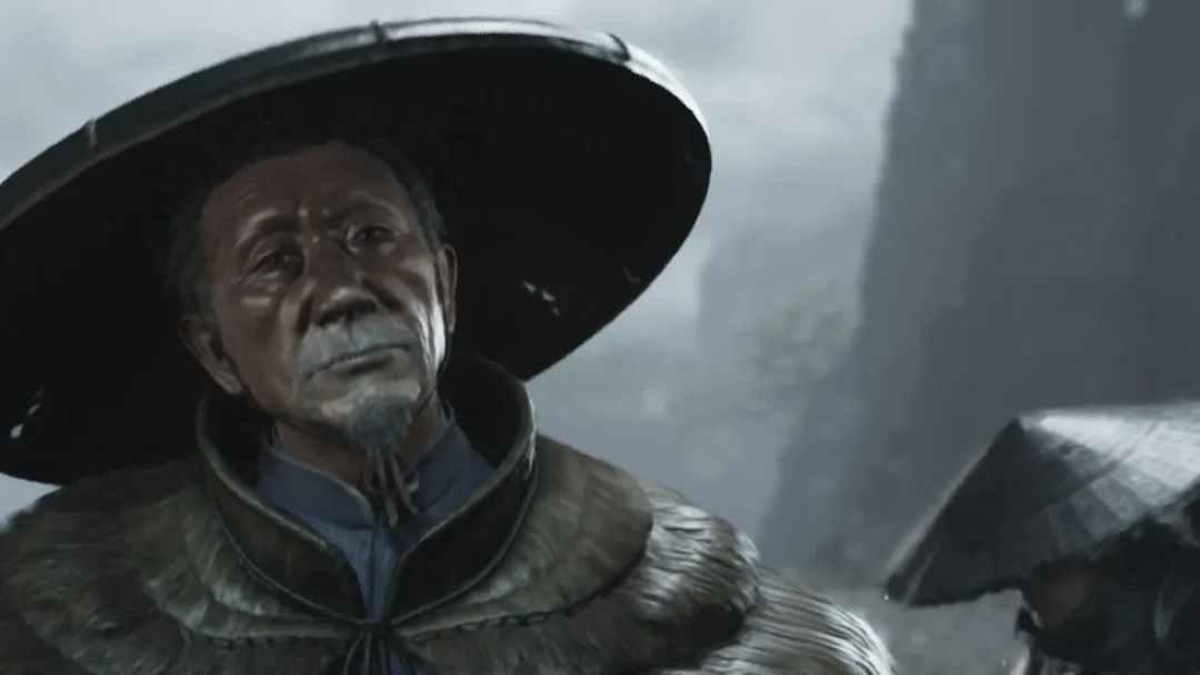 Old Man Gen in a wide straw hat on the cart road, Phantom Blade Zero