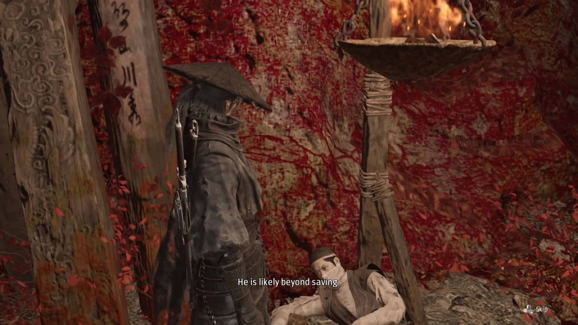 The wounded thief message before A Healer's Mercy starts in Phantom Blade Zero