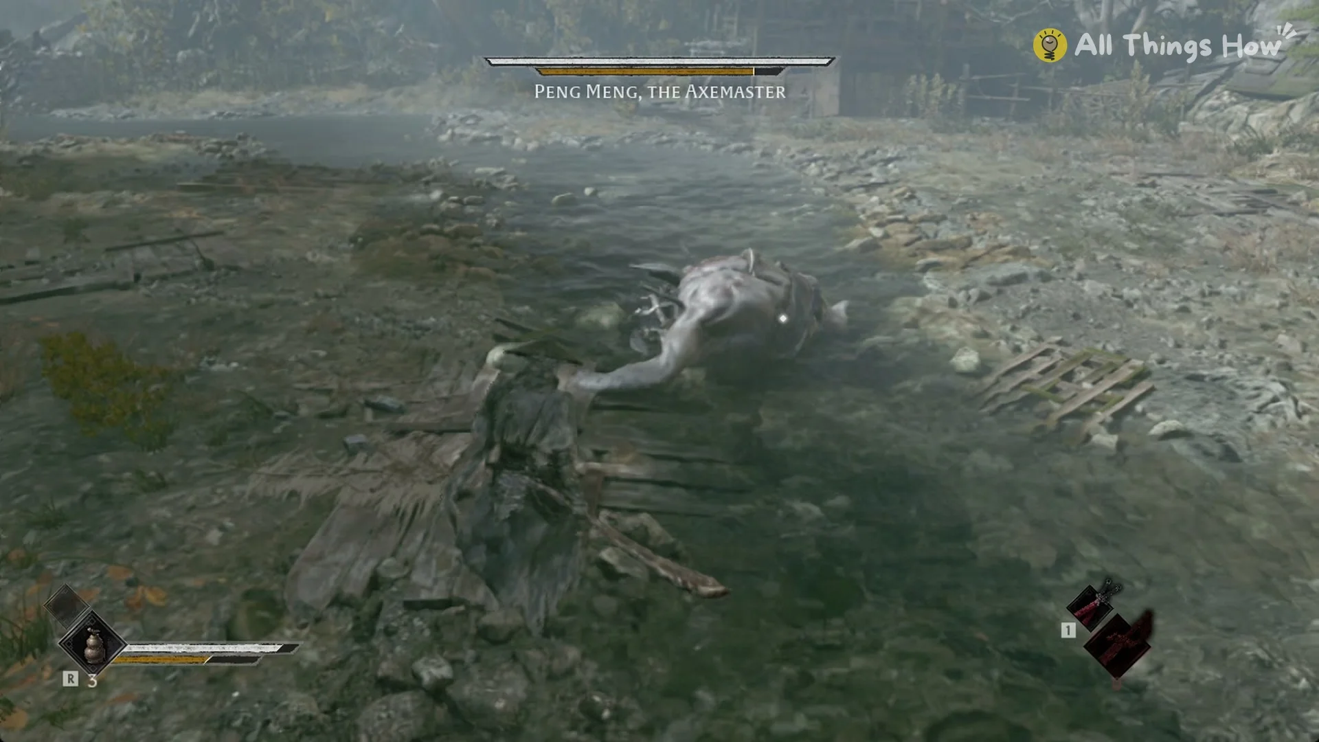 Peng Meng diving low along the ground at Soul, Phantom Blade Zero