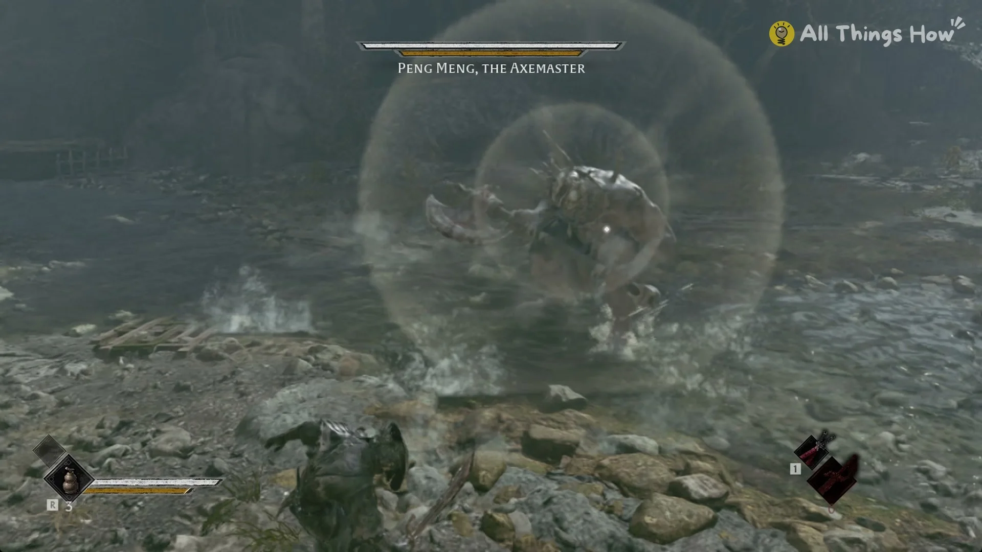 A ring-shaped shockwave bursting around Peng Meng after a ground slam, Phantom Blade Zero