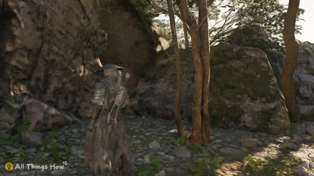 Soul between tall trees and mossy boulders, Phantom Blade Zero