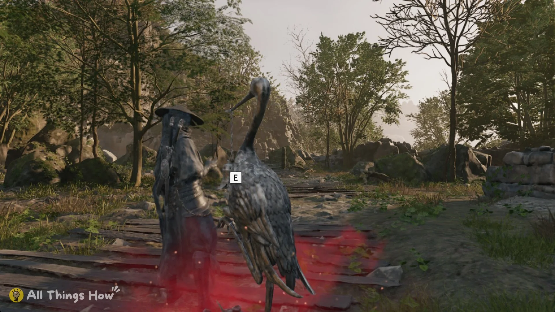 Soul at the crane statue holding the Place of Awakening bell with the E prompt, Phantom Blade Zero