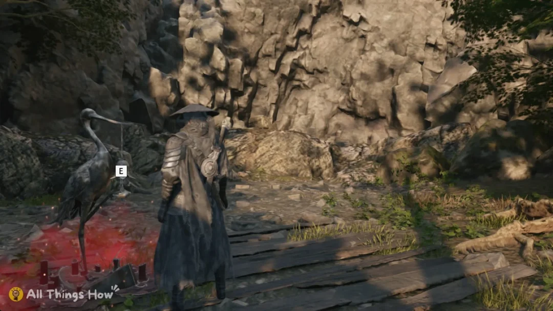 Soul beside the crane statue that holds the Place of Awakening bell, Phantom Blade Zero