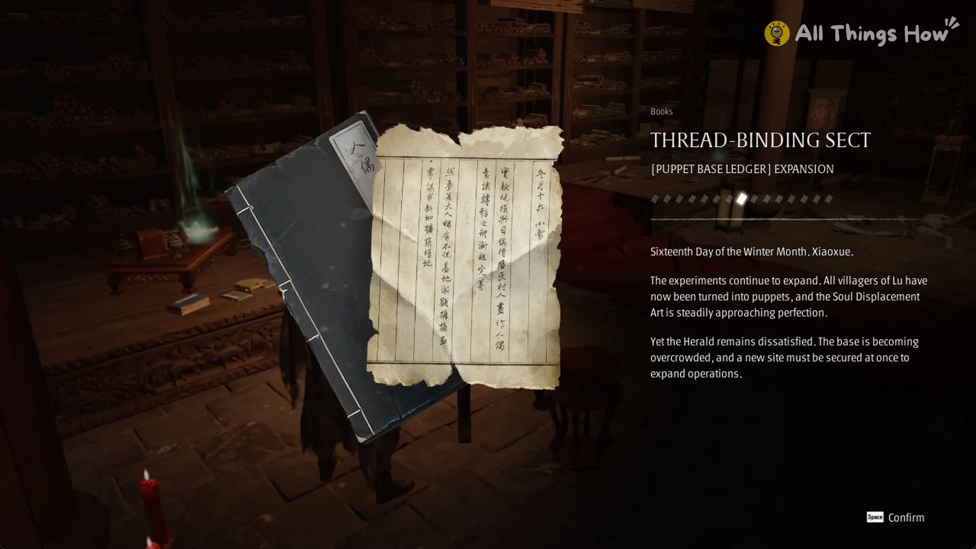 The Thread-Binding Sect Puppet Base Ledger Expansion book, Phantom Blade Zero