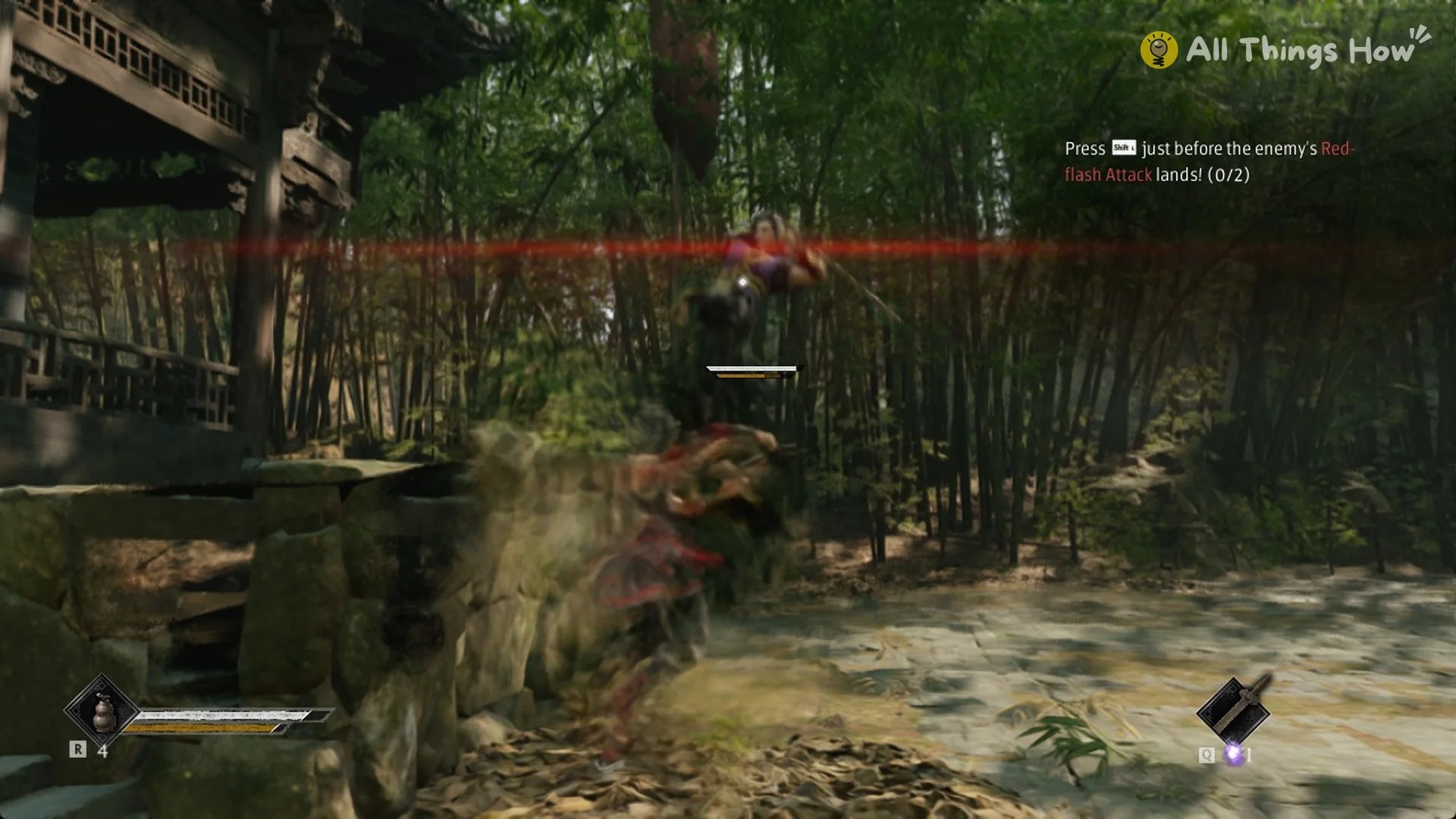 Phantom Blade Zero red streak across the screen as Zuo Shang lunges with a Red-flash attack