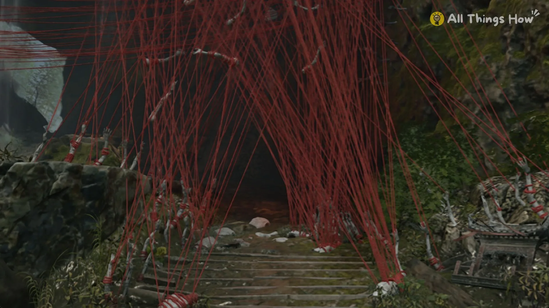 The threaded tunnel stair of the mountain path shown in the cutscene in Phantom Blade Zero