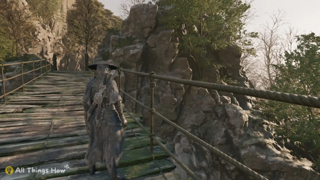 Soul crossing a wooden rope bridge, Phantom Blade Zero