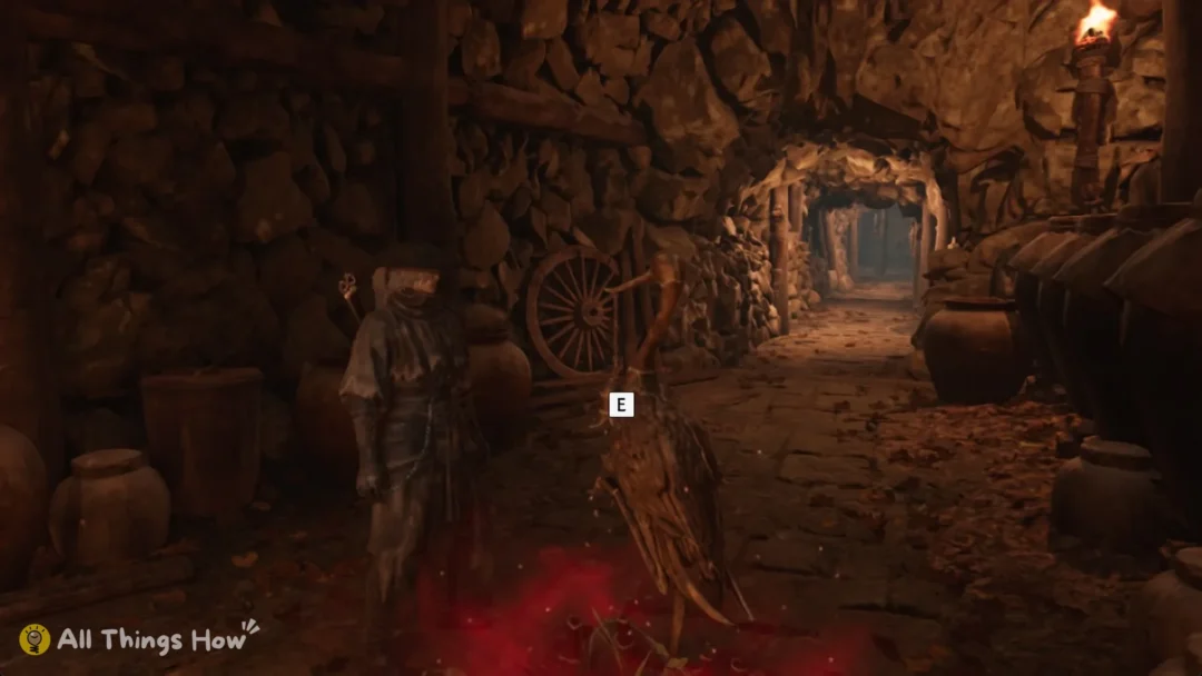 Soul at the mouth of a torch-lit stone tunnel, Phantom Blade Zero