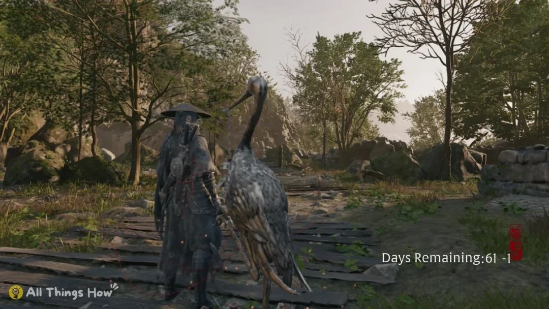 Soul beside a crane statue in the Village of Lu, Phantom Blade Zero