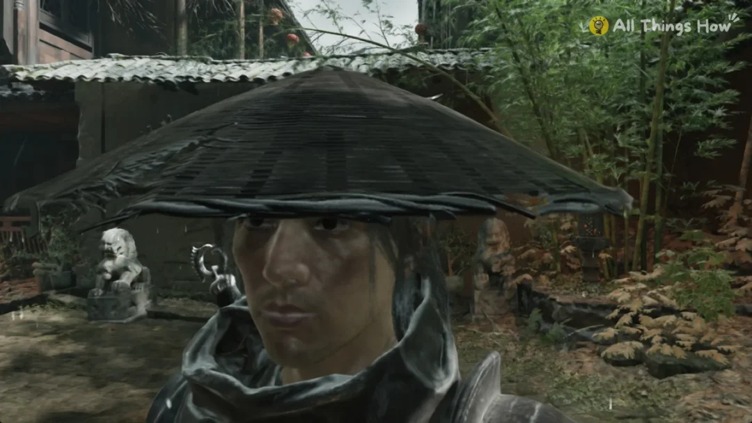 Close view of Soul beside a stone lion statue, Phantom Blade Zero