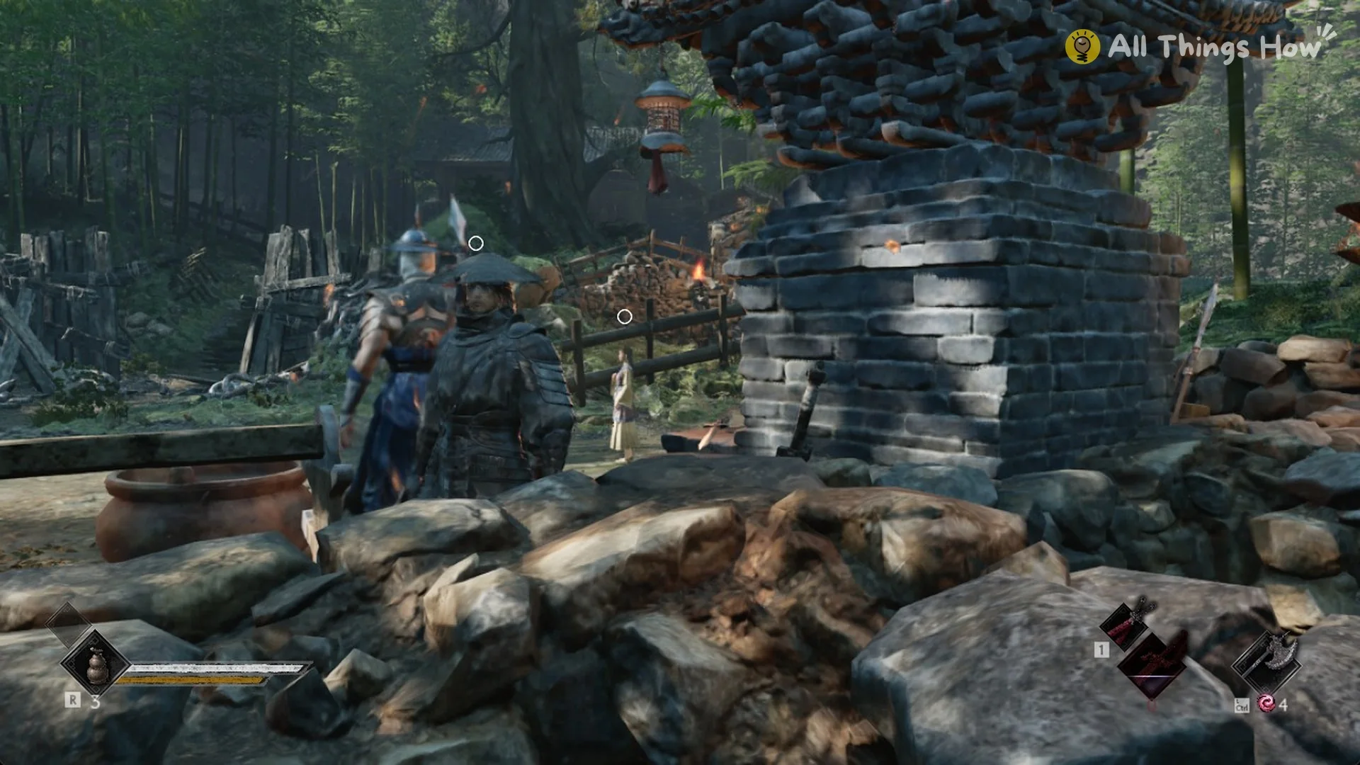 Forge beside the brick chimney at the Outpost in Phantom Blade Zero