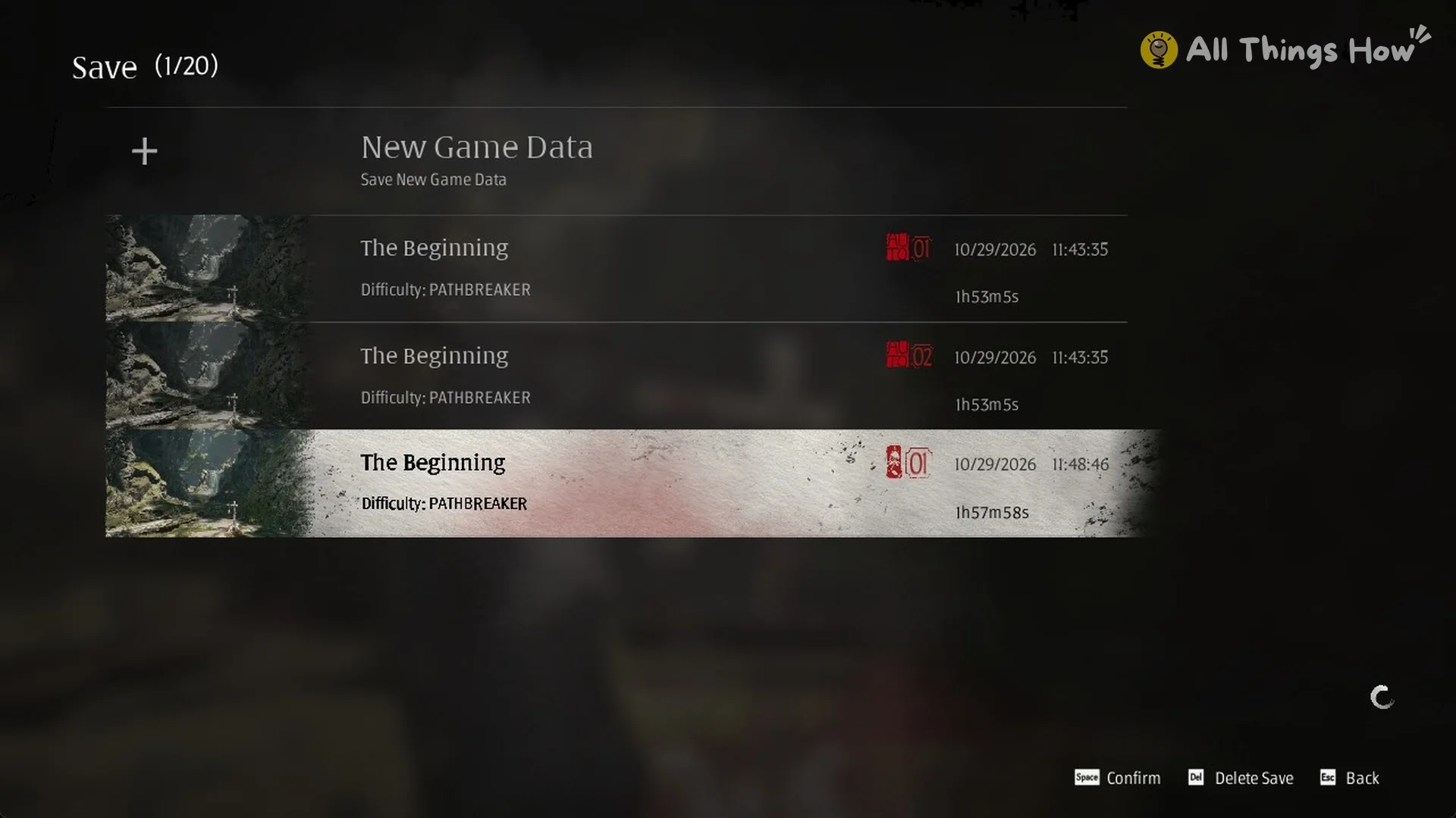 Save (1/20) list with a new manual save under the two autosaves in Phantom Blade Zero