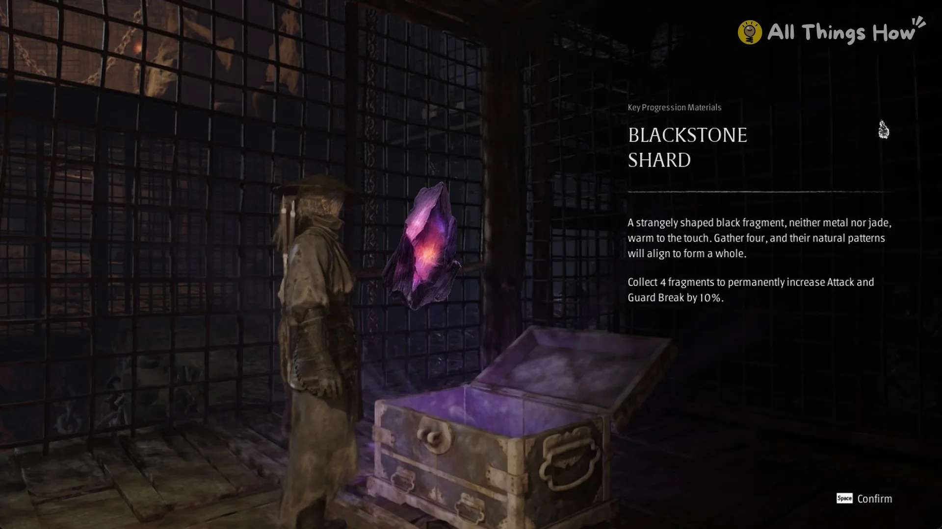 Blackstone Shard item card from the chest in the Crimson Forest cellar, Phantom Blade Zero