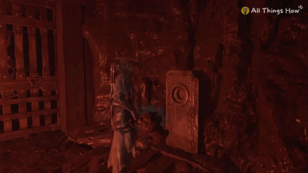 Soul fitting the Crimson Forest Secret Chamber Crank into a socket post in Phantom Blade Zero