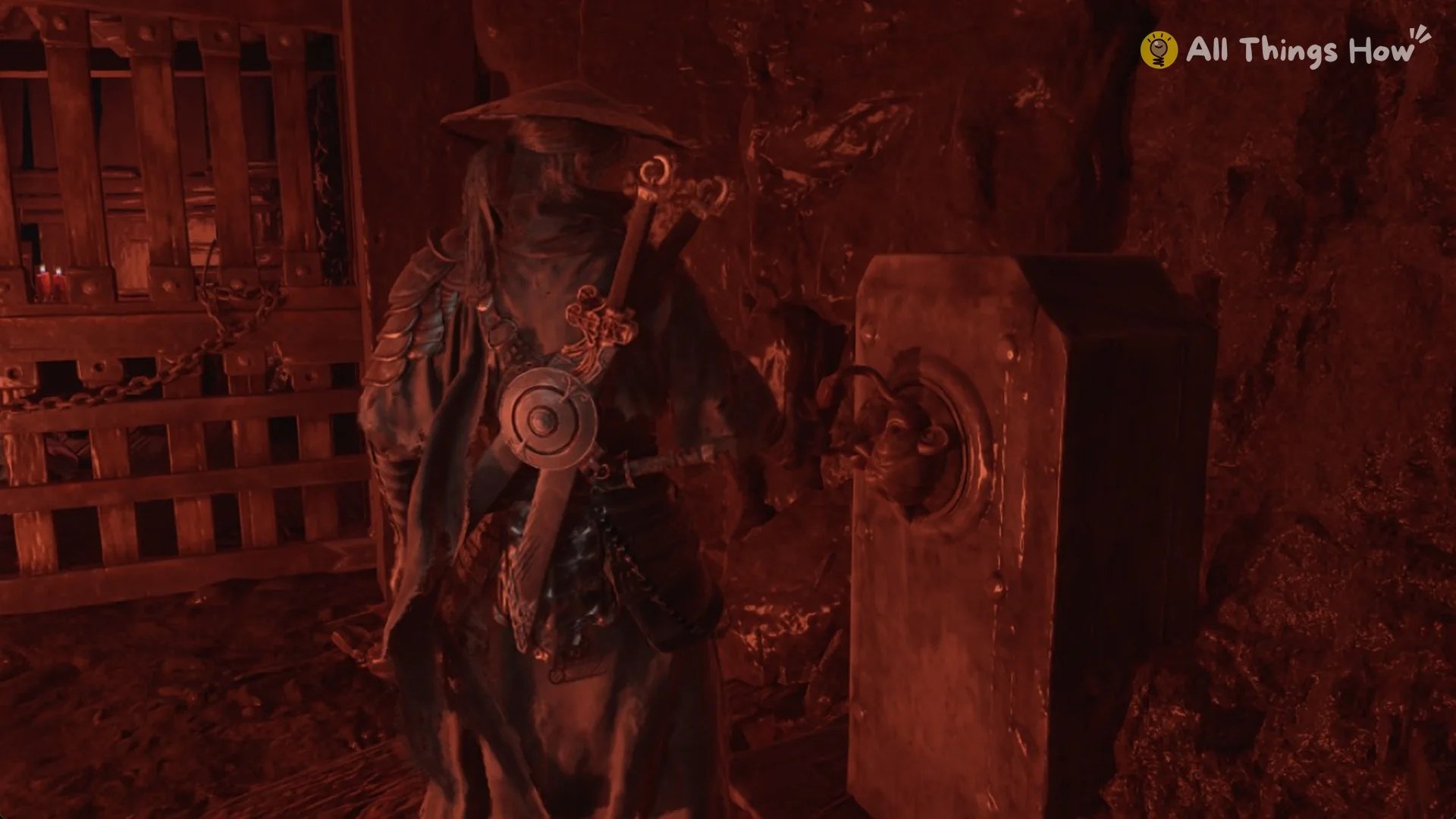 Soul turning the Secret Chamber Crank in the socket post in Phantom Blade Zero