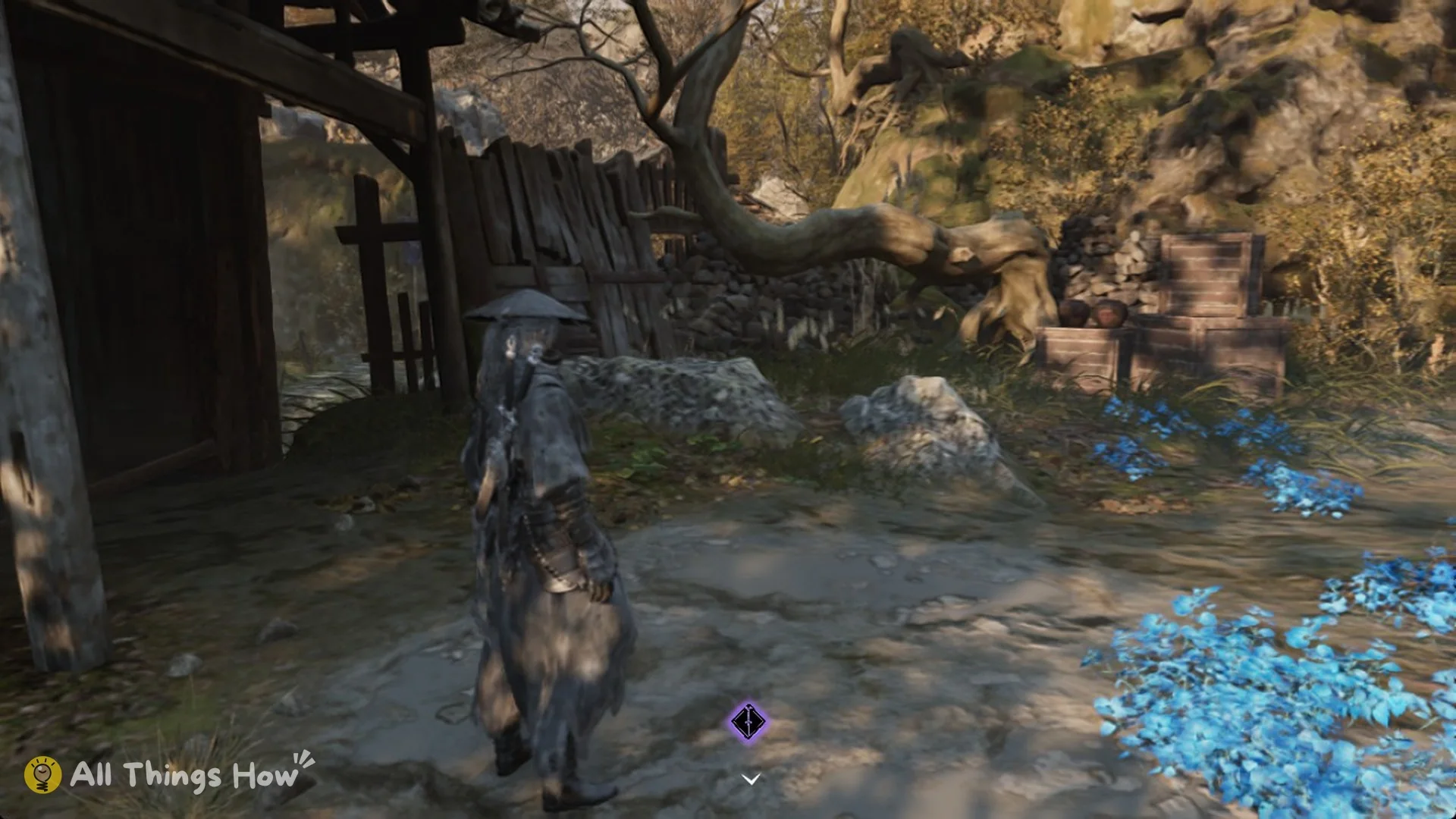 Soul by Firefly's Memory Flower bed with a purple quest marker, Phantom Blade Zero