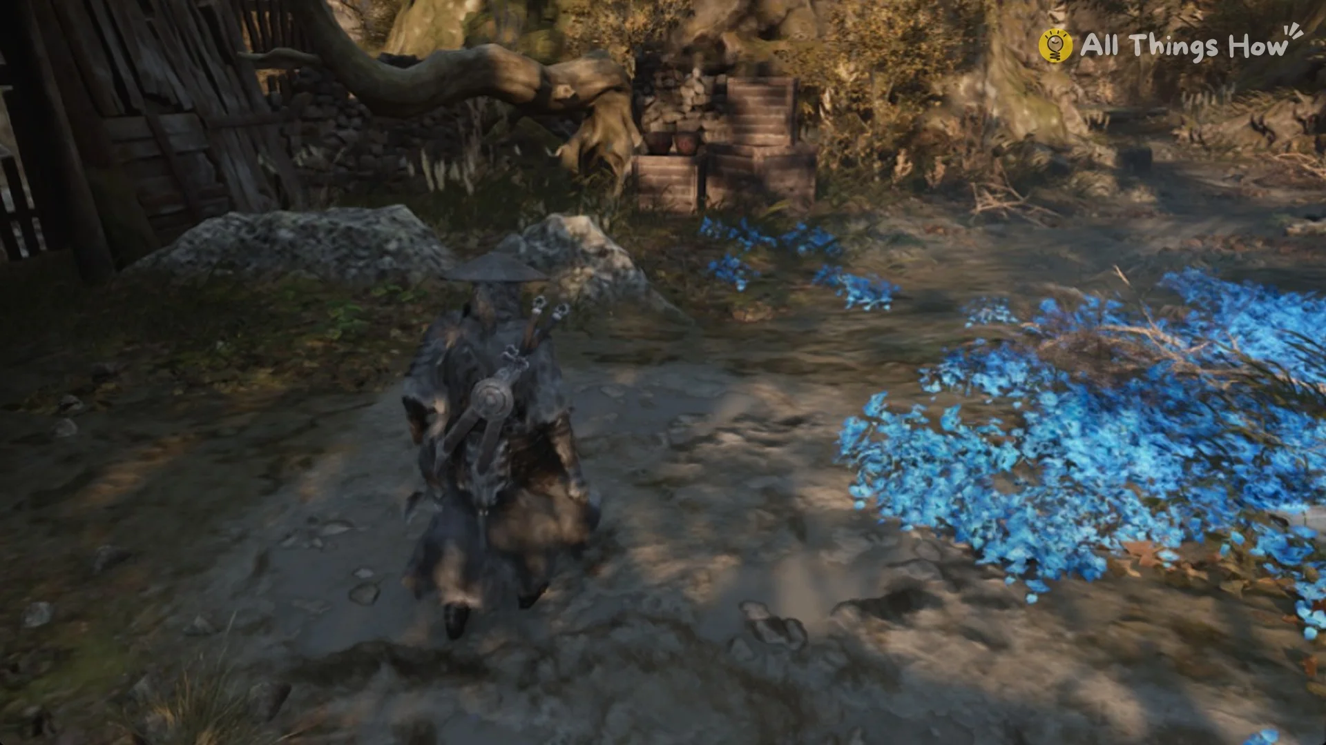 Soul at the blue flower bed of Firefly's Memory Flower above the Zhuo Bi arena, Phantom Blade Zero
