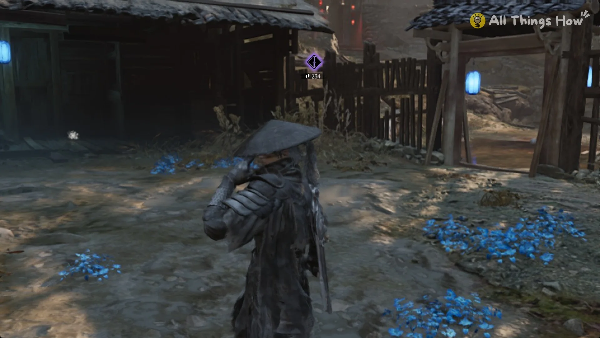 A purple Mind's Eye quest marker beyond the Zhuo Bi arena gate, Phantom Blade Zero