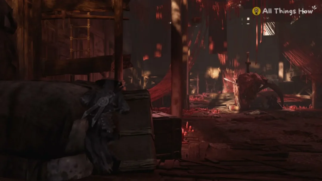 Soul in the red-thread hall with Sect Leader He's remaining body in the distance, Phantom Blade Zero