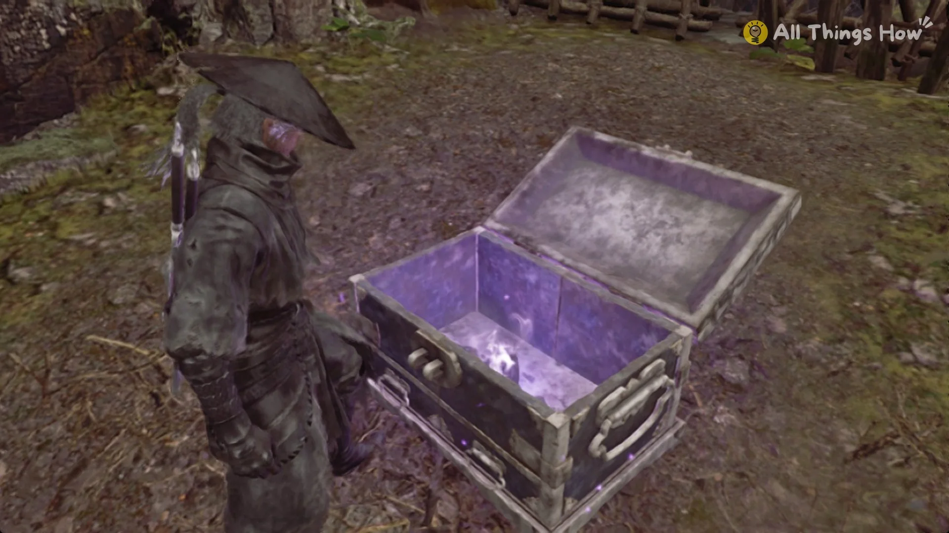 Soul opening the chest that holds a Sha-Chi Amber Shard in Phantom Blade Zero