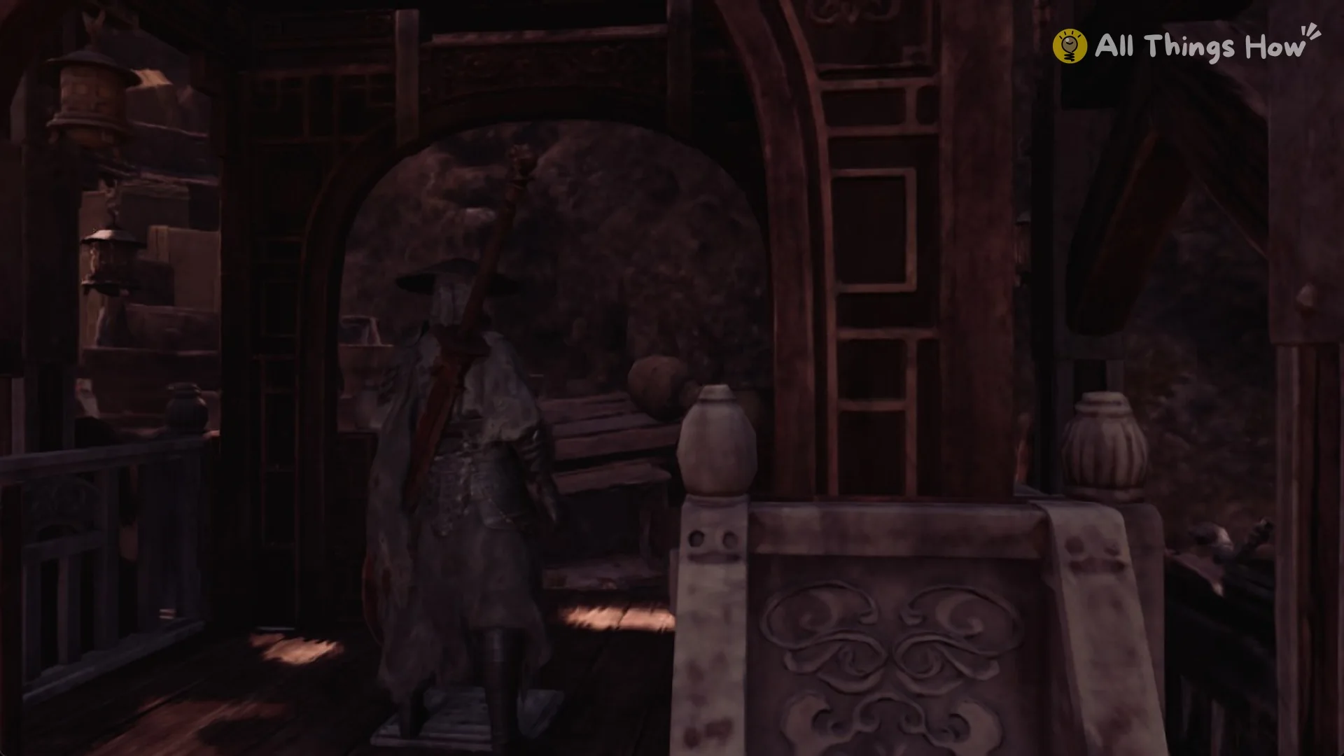 Soul inside the lift cage as it rises up the scaffold tower, Phantom Blade Zero
