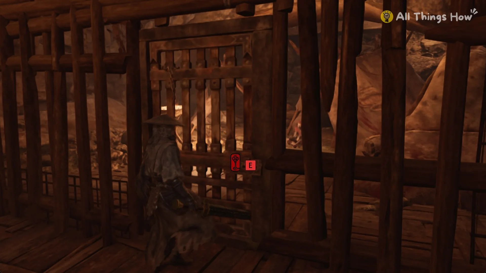 The locked cage door with the red key icon, Phantom Blade Zero