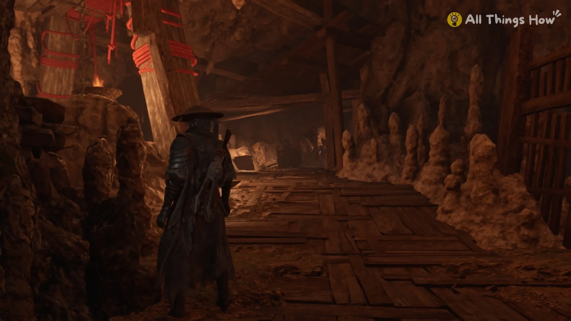 The plank walkway running behind the wooden fence in the Smuggler's Tunnel, Phantom Blade Zero