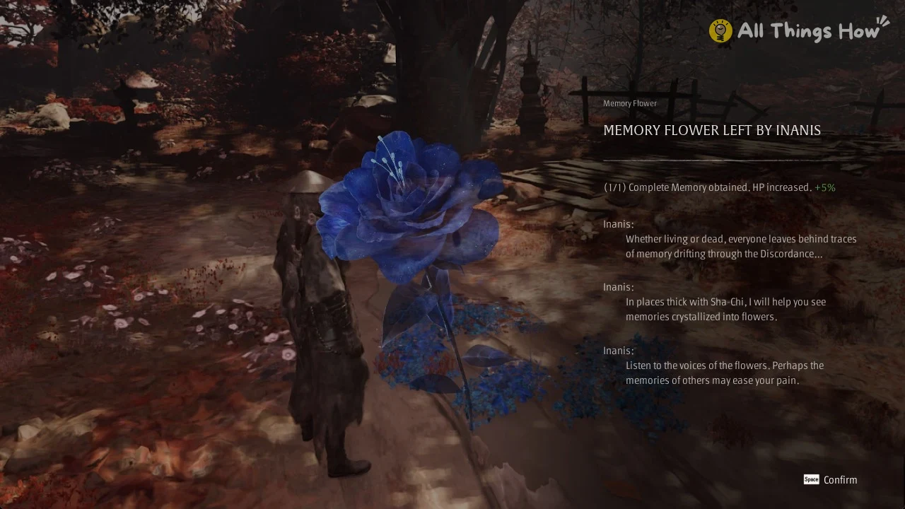 MEMORY FLOWER LEFT BY INANIS card with HP increased +5% in Phantom Blade Zero