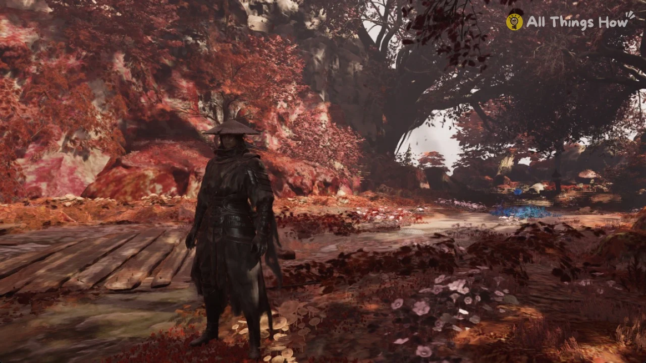 Blue Memory Flower patch by the fence near the first Crimson Forest bell in Phantom Blade Zero