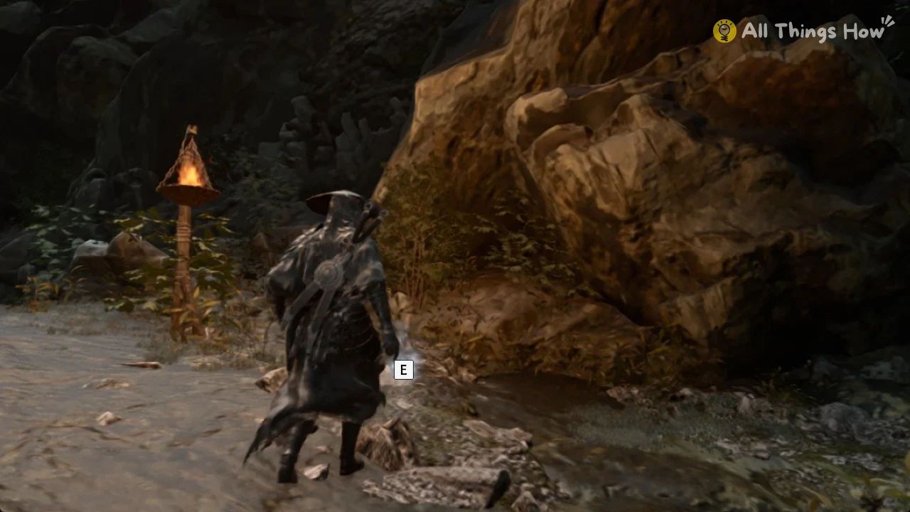E prompt to pick up Solvent beside the lantern in Phantom Blade Zero