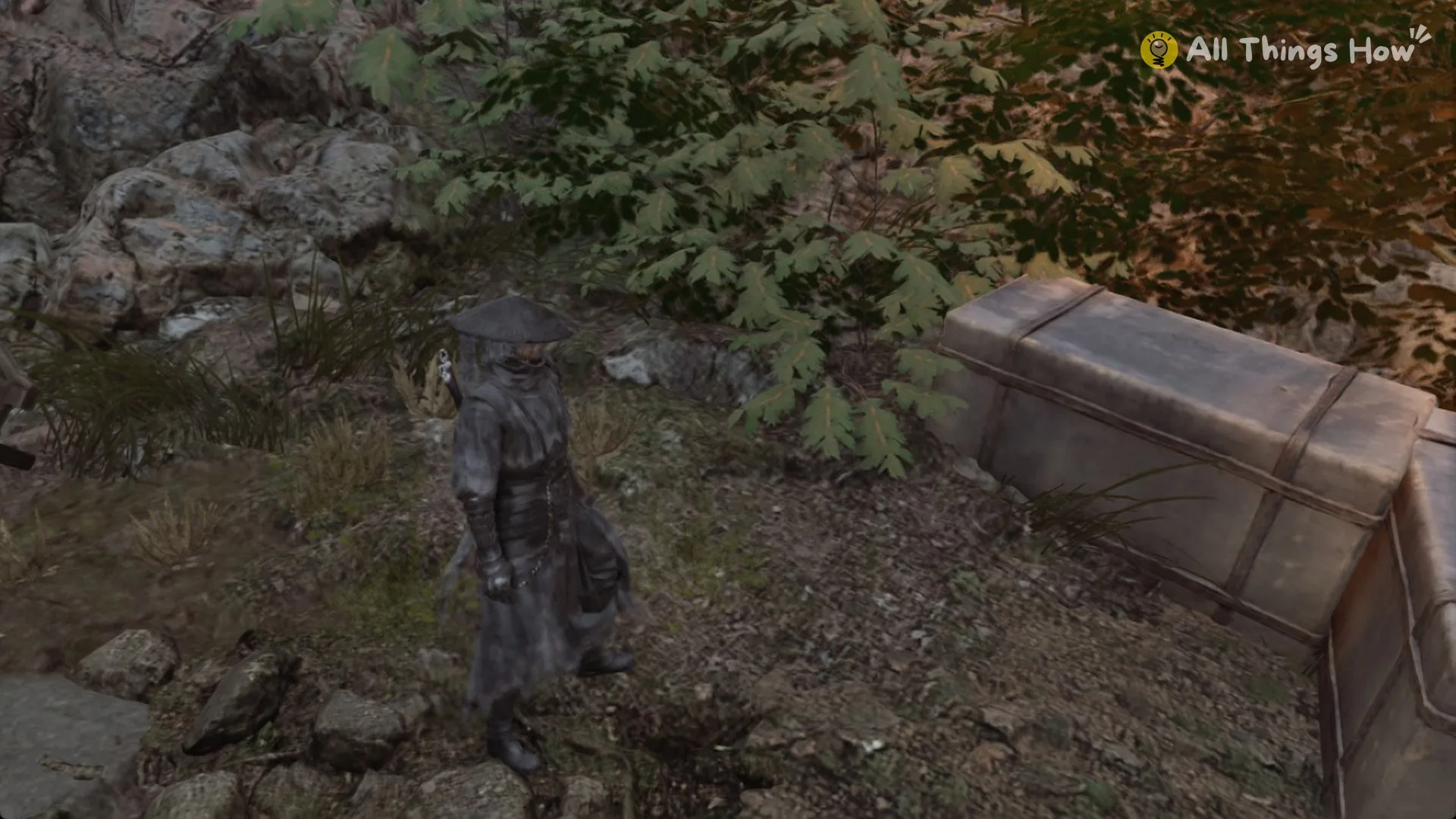 Soul behind the crate wall after climbing over the mossy log, Phantom Blade Zero