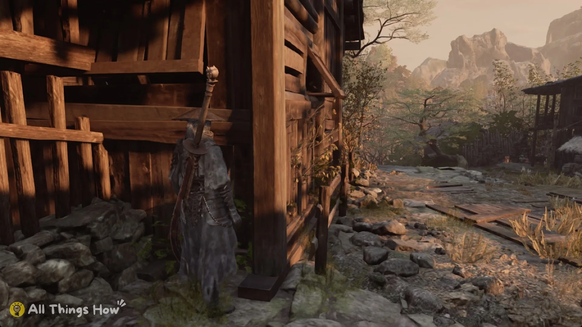 Soul by a timber house on the path into the Survivors' Courtyard, Phantom Blade Zero