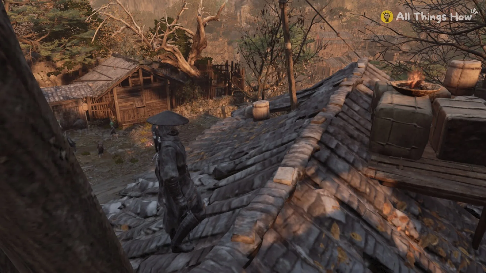 Soul on the tiled roof at the bottom of the rope slide, Phantom Blade Zero